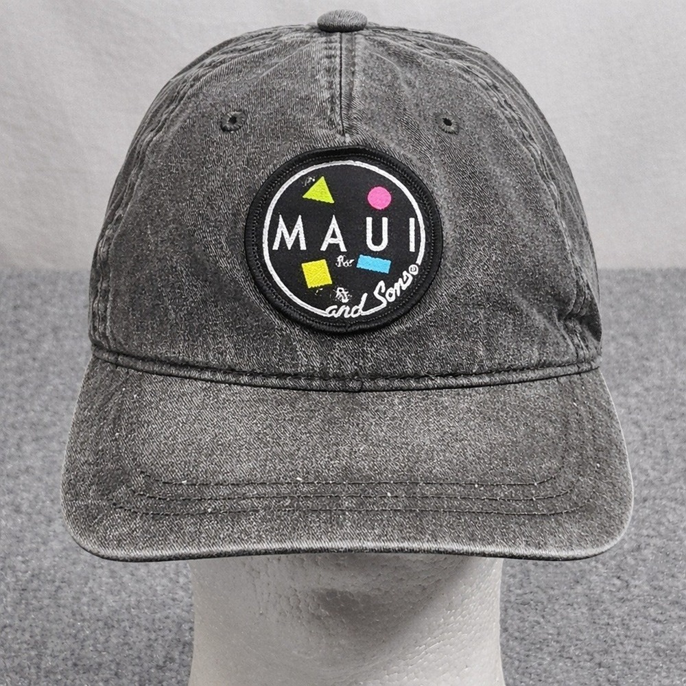 Maui and Sons Cap Gray Strapback Hat Washed Cotton Twill Surf Skater Dad Hat